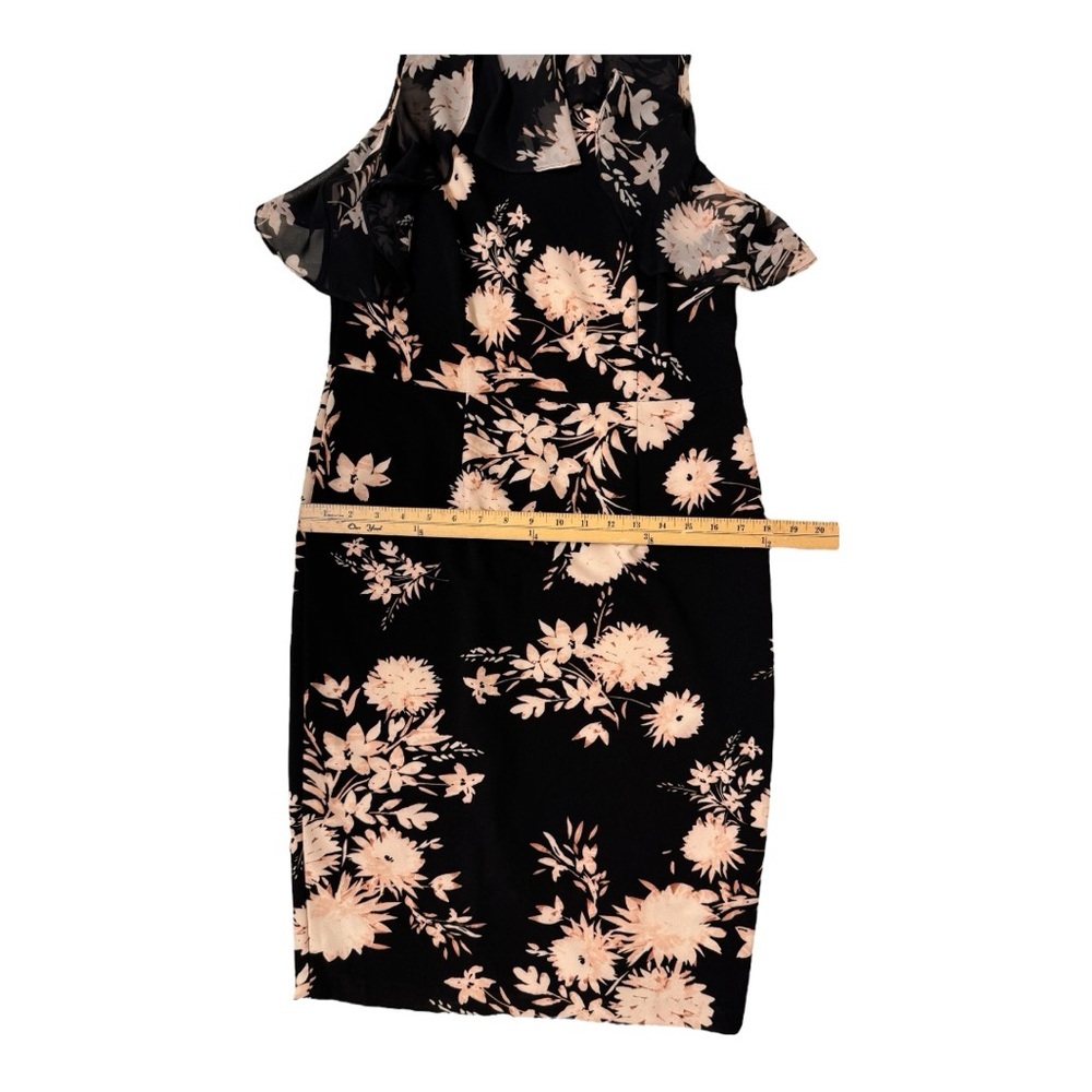 Ivanka Trump Black and Cream Floral Midi Dress Size 10 - Picture 4 of 5